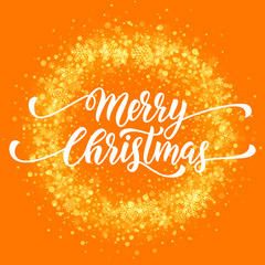 Sparkle glitter snowflake wreath ornament decoration Merry Christmas text