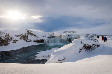 Fototapeta na wymiar Godafoss waterfall in Iceland during winter