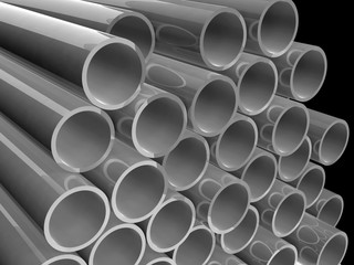 Plastic pipes of grey color
