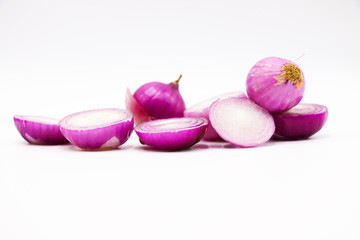 French red shallot on white background