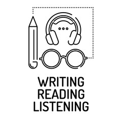 WRITING READING LISTENING Line icon