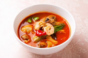 짬뽕, jjamppong, Chinese-style noodles with vegetables and seafood,seafood jjamppong