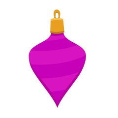 Merry Christmas violet toy with lines in flat style Christmas balls, vector illustration