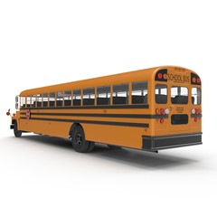 Fototapeta na wymiar Rear view School bus isolated on white. 3D illustration