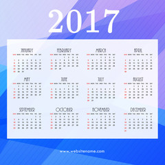 2017 calendar design with blue abstract shapes
