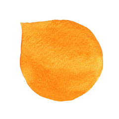 Speak yellow bubble watercolor. Design element. Hand drawn speech.