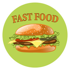 Burger. Cheeseburger vector illustration. Hamburger icon. Fast food concept. 