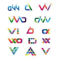 set of vector logo Letter initial geometric pixsel