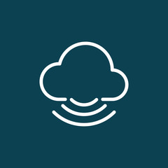 thin line cloud icon on blue background