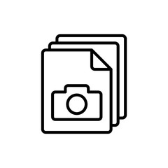 thin line photo file, gallery icon on white background