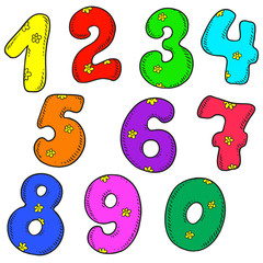 Vector set of numbers. Multicolored figures.