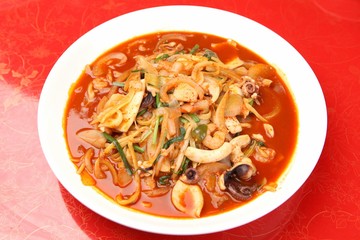 해물짬뽕, haemul jjamppong, Chinese-style noodles with vegetables, seafood JJamppong