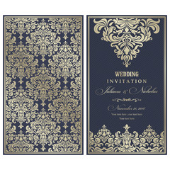 Set of 2 Wedding Invitation card Baroque