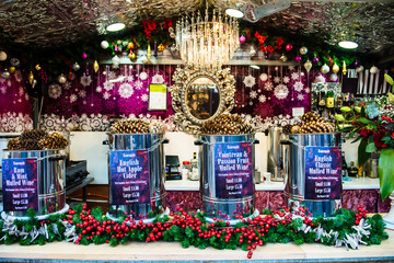 Christmas Market near Town Hall on Albert Square in Manchester