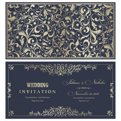 Set of 2 Wedding Invitation card Baroque