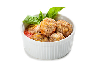 Bowl of meatballs with tomato sauce