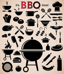 Barbecue vector icon set.