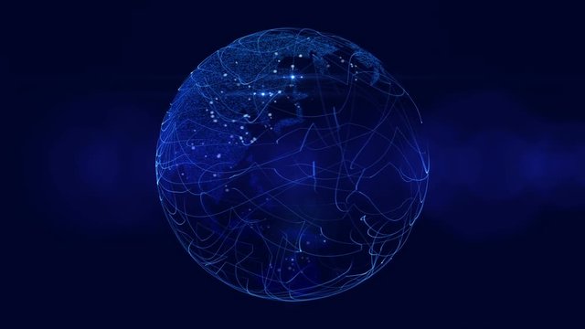Blue Digital Globe With City Lights