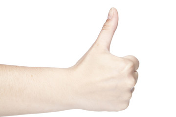 thumbs up gesture made on a white background