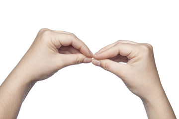kiss between your palms, white background