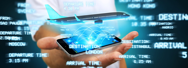 Businessman booking his flight