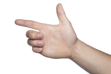 weapons symbol made from hands on a white background