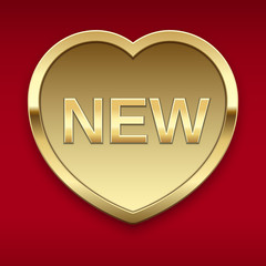 New golden badge, vector.