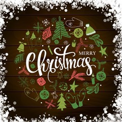 Christmas illustration, lettering