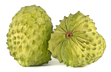 Soursop sections isolated on white background