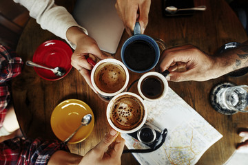 Obraz na płótnie Canvas Camping Coffee Break Togetherness Friendship Concept