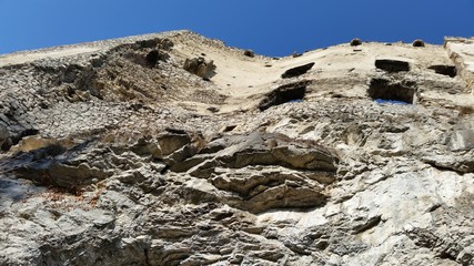 The ruins of a medieval castle Likava, rising above the village Likavka in district Ruzomberok, in the Zilina Region of northern Slovakia