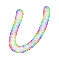 Rainbow sketch font design - letter U