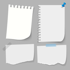 Set of  paper note  isolate on gray background ,flat blank stick