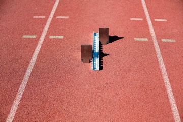 Starting block on a running track
