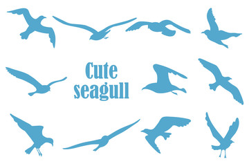 bird silhouettes on a white background isolation. He can enter as  . Icons gulls.
