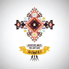 Vector colorful decorative element on native ethnic style