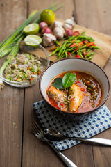 Spicy mackerels salad in tomato sauce