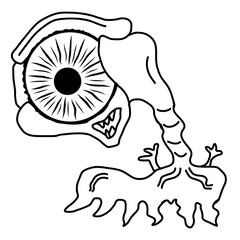 Cartoon funny, crazy alien or monster outline