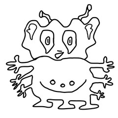Cartoon funny, crazy alien or monster outline