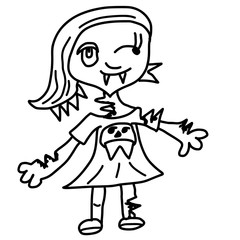 Child's style scary cartoon drawing