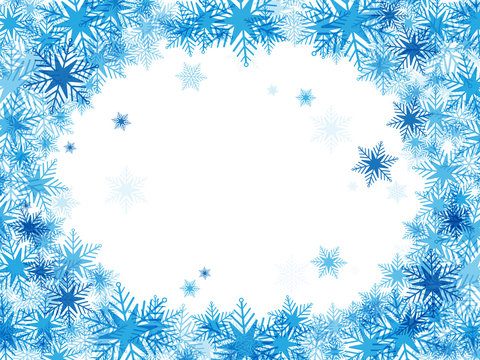 Blue Vector Snowflake Frame