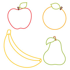 Coloring Page Illustration of Fruits