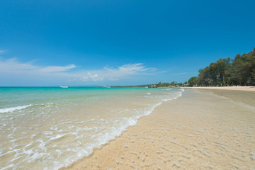 Beautiful turquoise sea, Exotic beach with gentle wave and clear on beach with blue sky