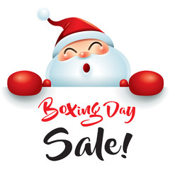 Fototapeta na wymiar Boxing Day Sale! Santa Claus with red boxing glove.