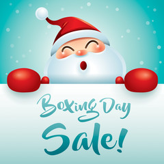 Boxing Day Sale! Santa Claus with red boxing glove.