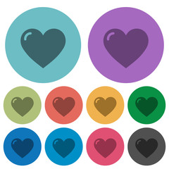 Heart shape flat icons with outlines