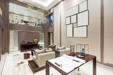 interior of modern living room with study