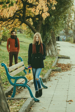 Pretty girl daiting with man