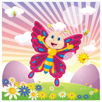 Vector Illustration Of Cartoon Butterfly