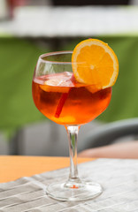 Traditional Spritz aperitif  in a bar in Italy